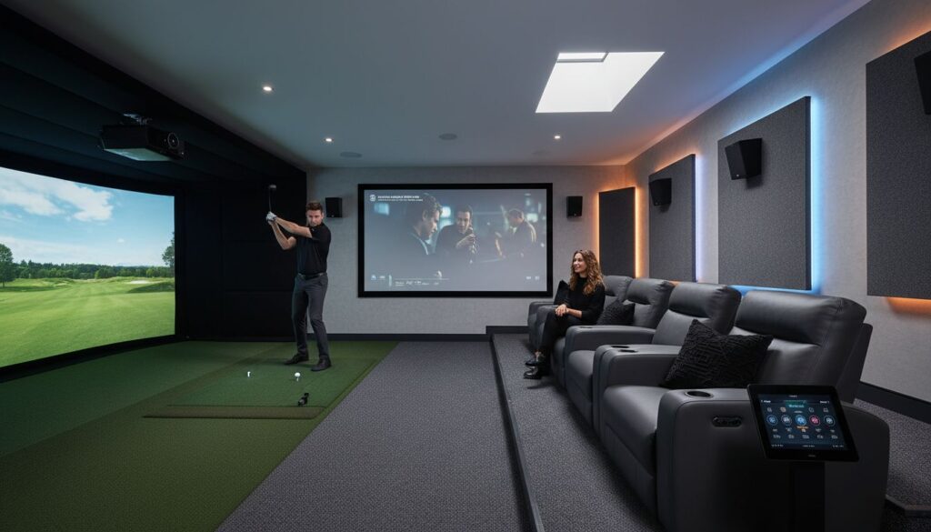 media room golf simulator