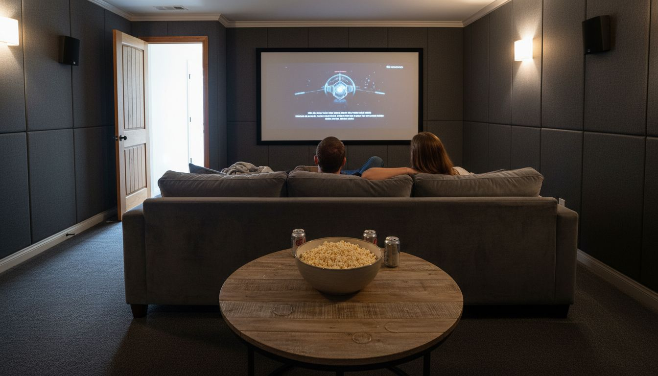 Couple enjoying ambient lighting Atlanta home theater