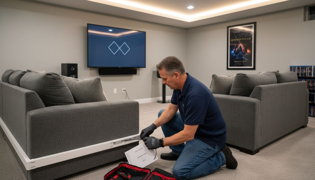 Man hides home theater wiring in clean room