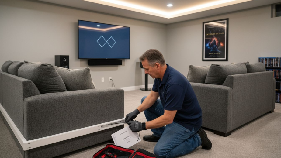 Man hides home theater wiring in clean room